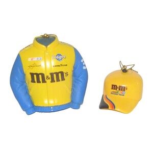 Ken Schrader #36 M&M's Jacket & Hat Nascar Collectible Ornaments Set Christmas